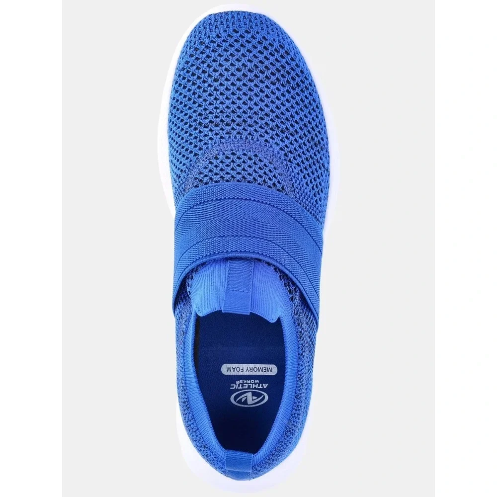 Athletic Works Mens Banded Flyknit Jogger Sneakers Blue Memory Foam‎ Shoes 9 NWT